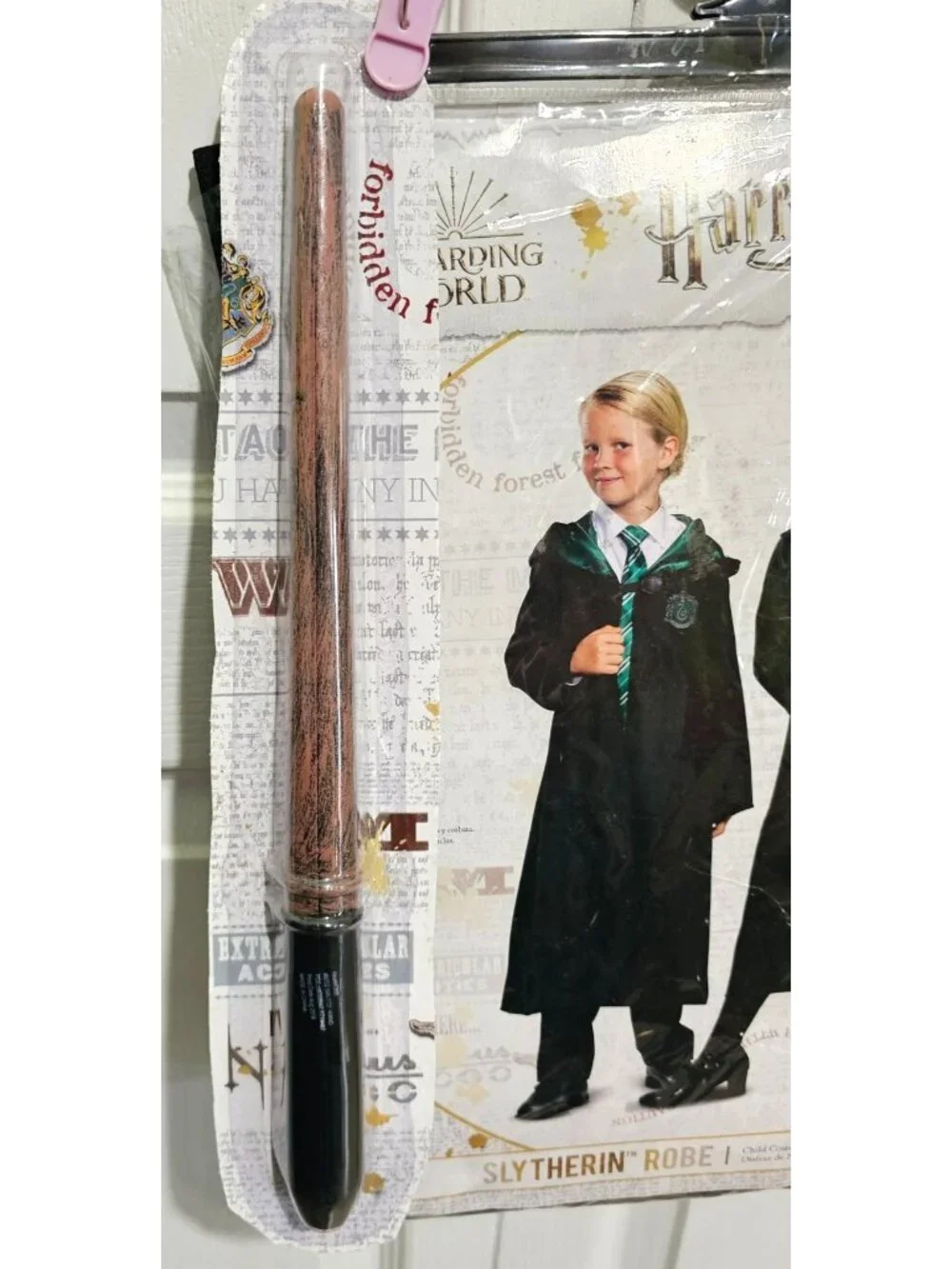Harry Potter Slytherin Kids Costume 10-12 Robe Cloak Hogwarts and Draco Wand - Picture 4 of 8